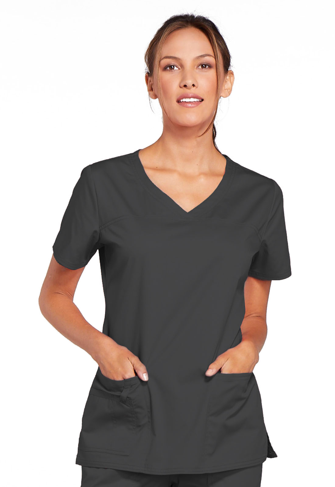4727 CORE STRETCH V-Neck Top-Pewter/2XL CLEARANCE ITEMS ONLY