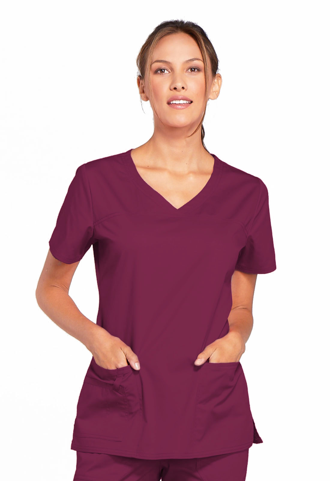 4727 CORE STRETCH V-Neck Top-Wine/2XL CLEARANCE ITEMS ONLY