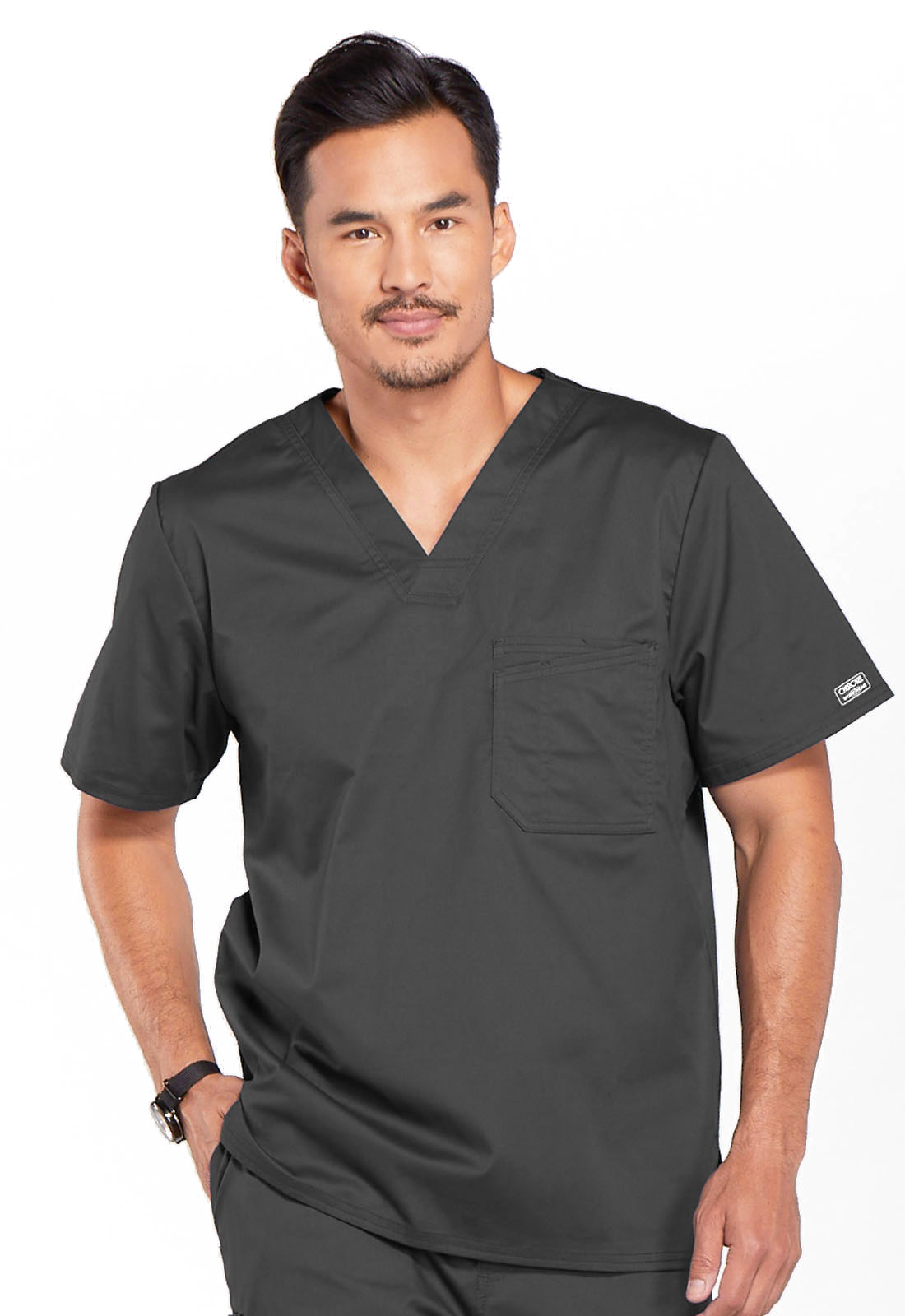 4743 Men's CORE STRETCH V neck top-Pewter/3XL CLEARANCE