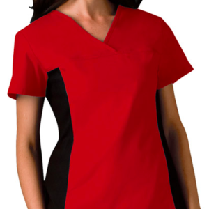 2874 Cherokee Flexibles V-Neck Knit Panel Top. CLEARANCE items only.-Red/5XL