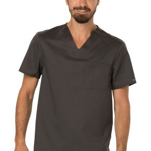 WW690 REVOLUTION Men's  V-Neck Top, 1 chest pocket-PEWTER/XS CLEARANCE STOCK ONLY