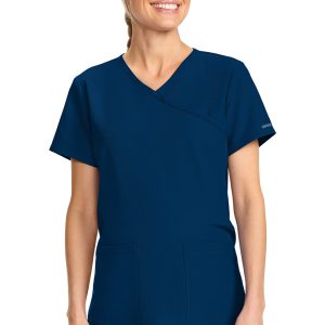 CK701A NAV Maternity Mock Wrap Top/NAVY/L