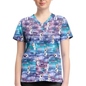 TF796 Print V-Neck Top in Olaf In Arendelle