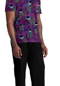 TF788 DMUS Men's Print V-Neck Top in COMIC HERO