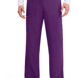 CK279A EGGN Cherokee Men's Mid Rise Zip Fly Straight Leg Pant in Eggplant/L