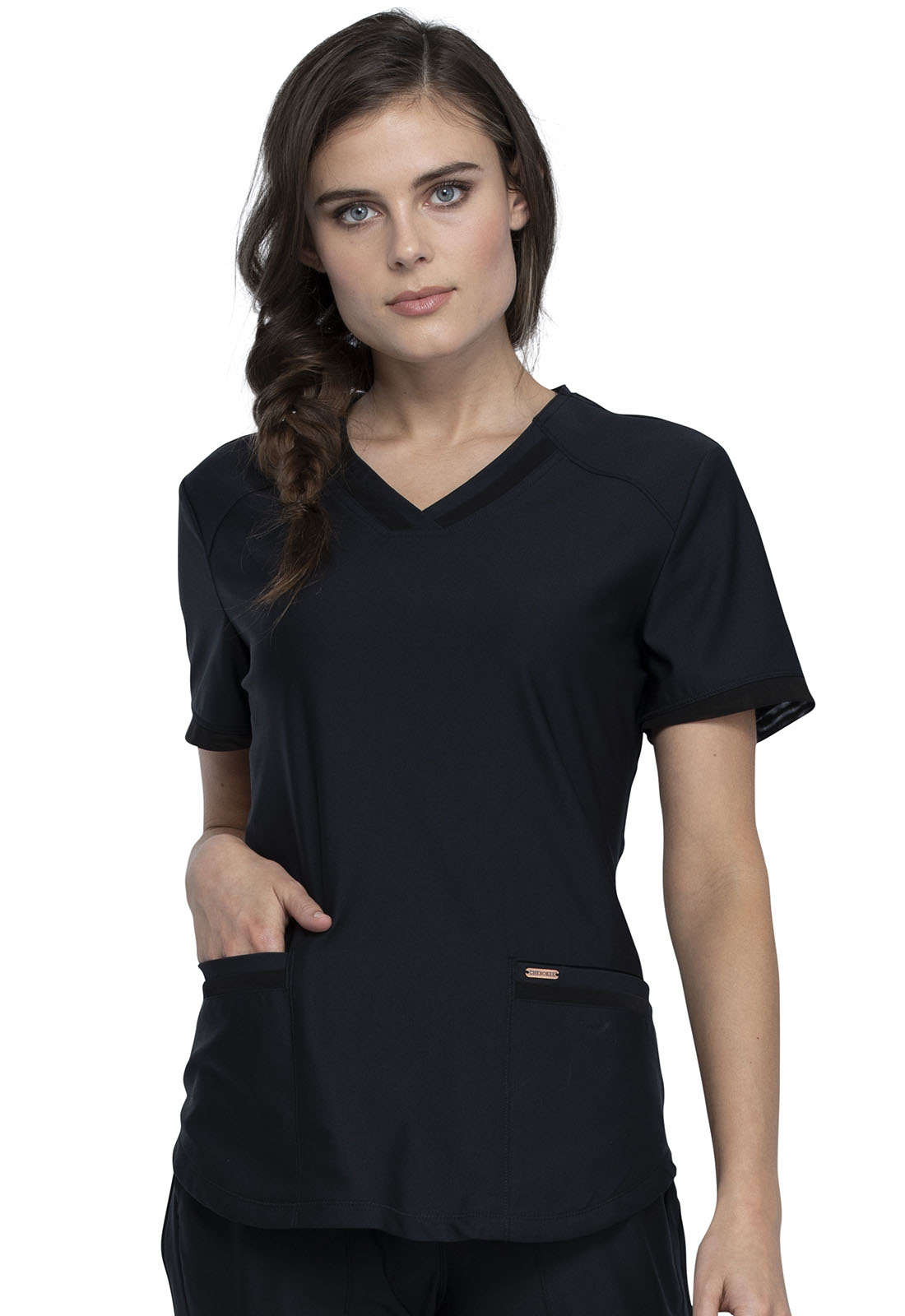 CK840 BLK FORM V-NECK TOP BLACK/L