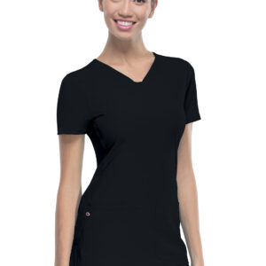 20710 Heart Soul Shaped V Neck Top/BLACK/XS