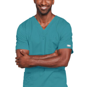 4725 Unisex v-neck top-Teal/XS CLEARANCE STOCK