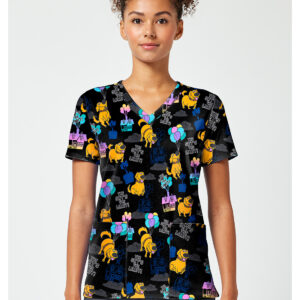 TF796 UPDU Print Top V-Neck, Up with Dug