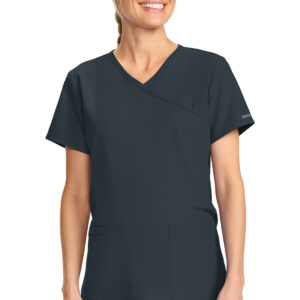 CK701A Maternity Mock Wrap Top/PEWTER/XS