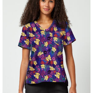 TF797 LKAL PRINT TOP V-NECK, SIMBA-SATIONAL