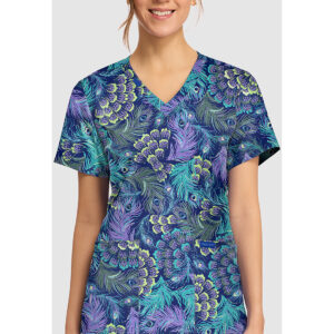 CK856 PYPC Print V-Neck Top in PRETTY PEACOCK