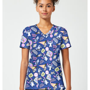TF796 LHKM Print V-Neck Top in Collegiate Stitch