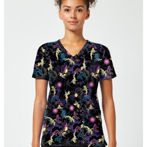 TF796 TBLN Print V-Neck Top in Celestial Tropics